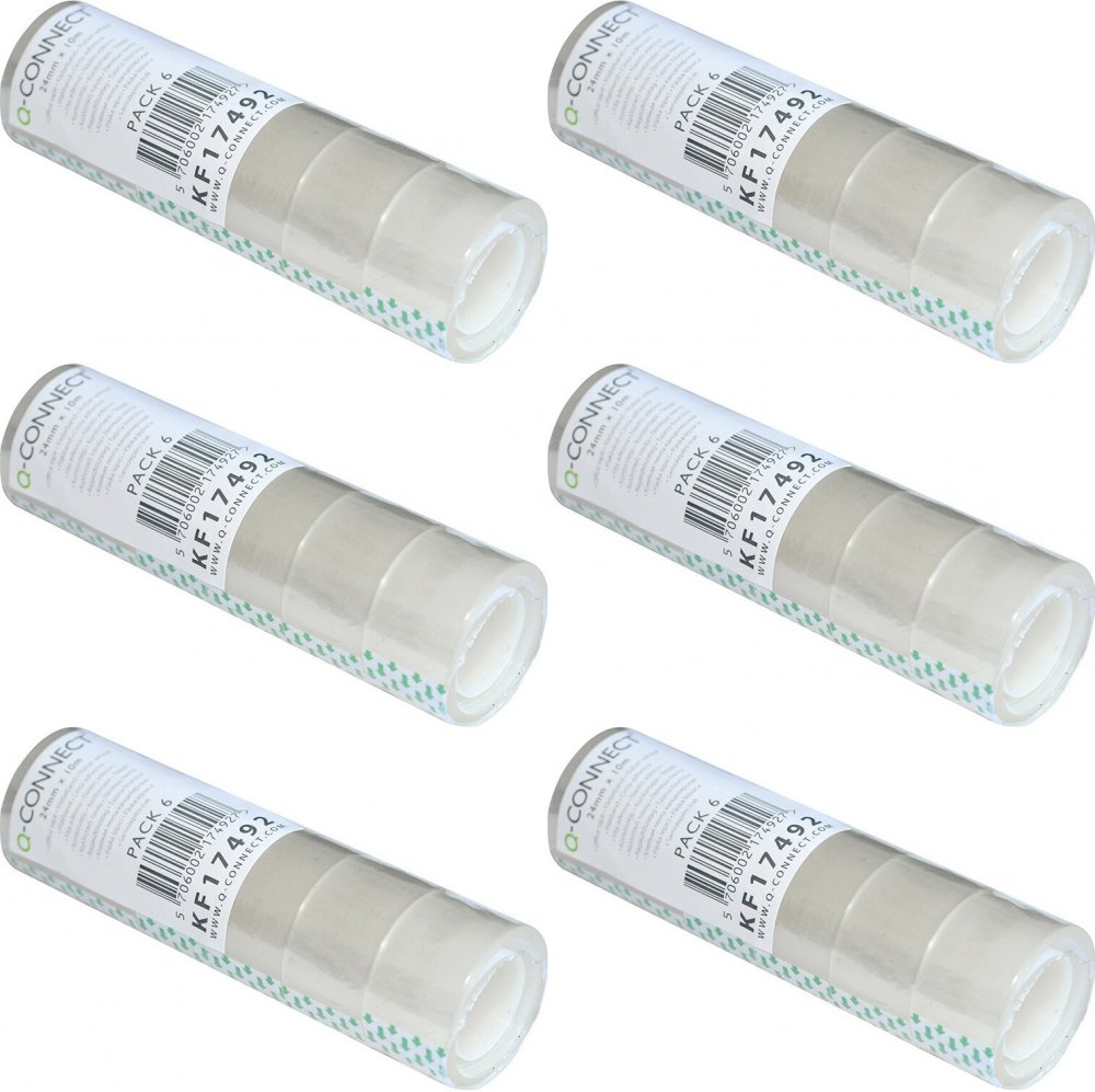 6x Taśma klejąca Q-Connect, 24mmx10m, 6 sztuk, przezroczysty
