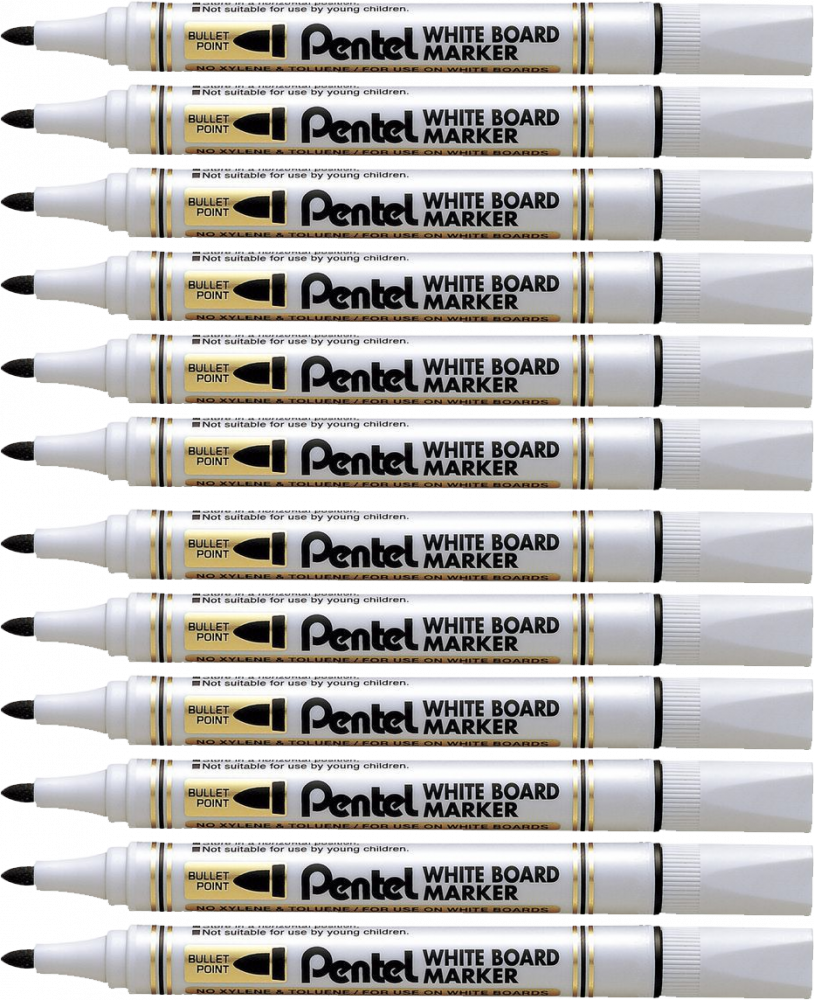12x Marker suchościeralny Pentel MW85, okrągła, 4.4mm, czarny