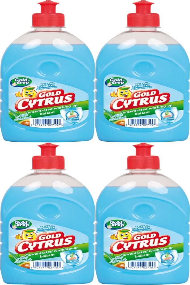 4x Balsam do naczyń Gold Cytrus Gold Drop, aloes i awokado, 500ml