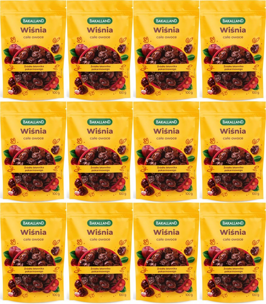 12x Wiśnie kandyzowane całe owoce Bakalland, 100g