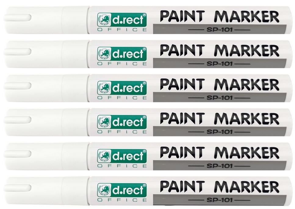 6x Marker olejowy D.Rect SP-101, okrągła, 2-4.5mm, biały