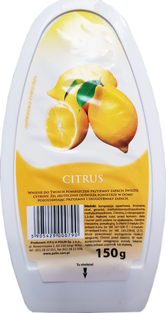 Odświeżacz powietrza, cytrynowy, żel, 150g