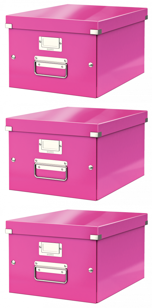 3x Pudło uniwersalne Leitz Click&Store Wow, A4, różowy