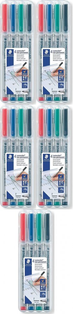 5x Foliopis Staedtler Lumocolor 316, 4 sztuki w etui, okrągła, 0.6mm, mix kolorów