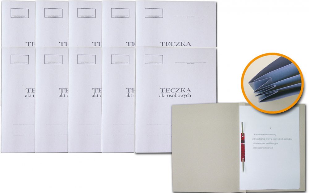 10x teczka do akt osobowych Barbara, A4, tekturowa, 300g/m2, biały