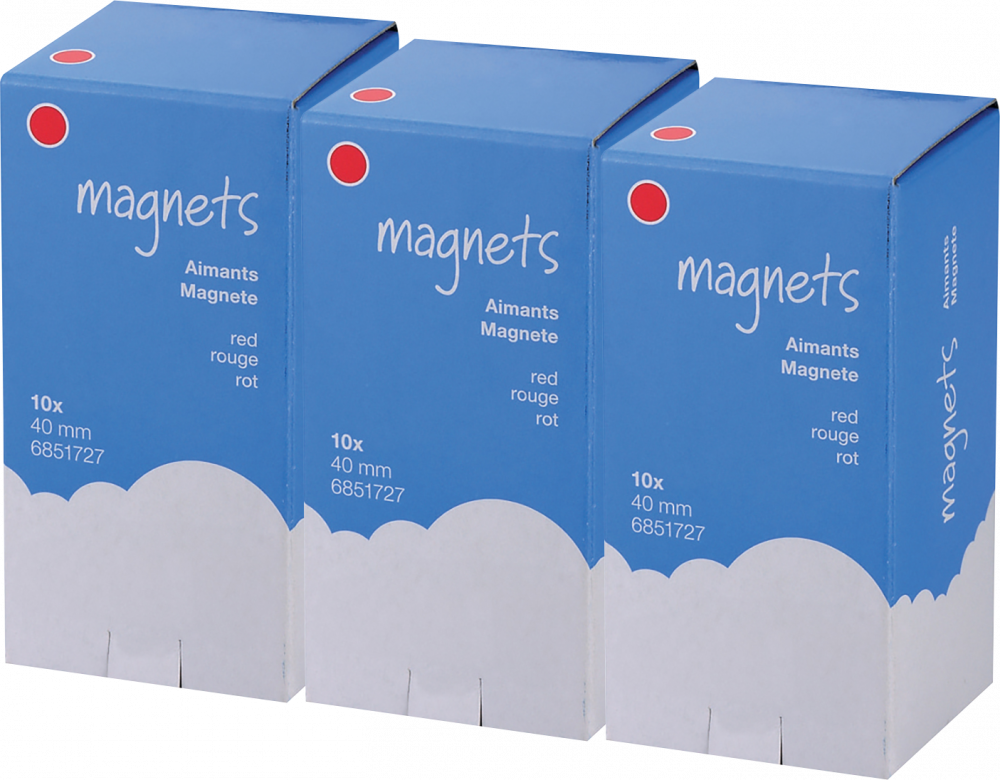 3x Magnesy Viking, 40mm, 10 sztuk, czerwony