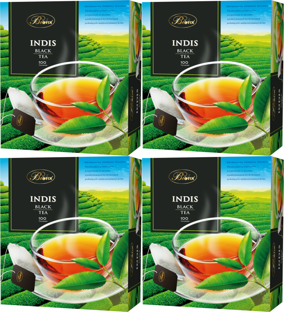 4x Herbata czarna w torebkach BiFix Indis, 100 sztuk x 2g