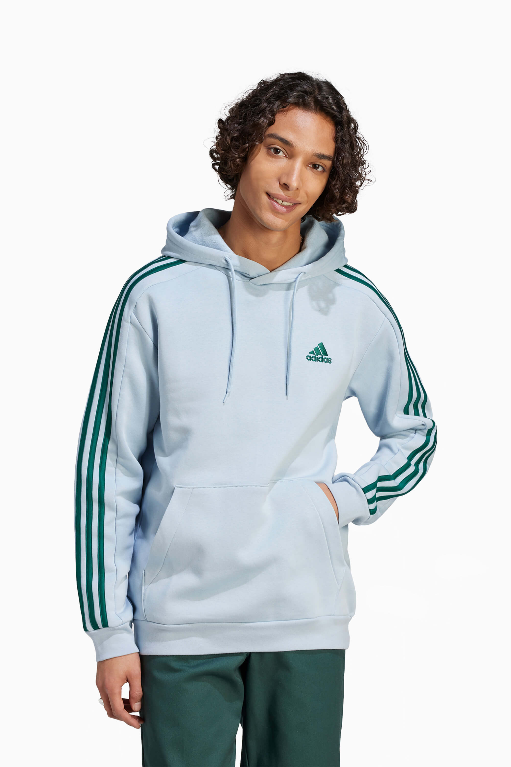 Bluza z kapturem adidas Essentials Fleece 3S - Błękitny