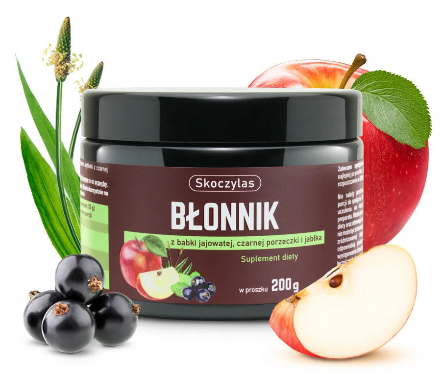 Błonnik z babki jajowatej, czarnej porzeczki, jabłka 200g Skoczylas