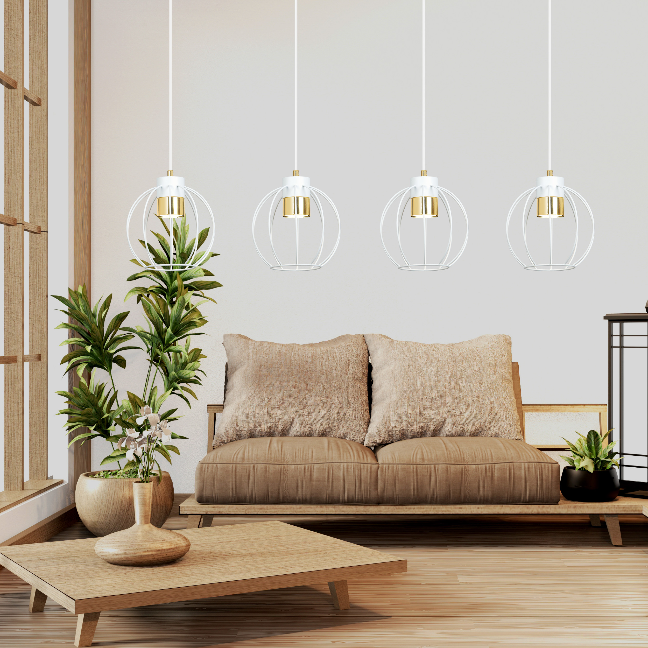 Emibig Ajax lampa wisząca 4x8 W biała-złota 1224/4