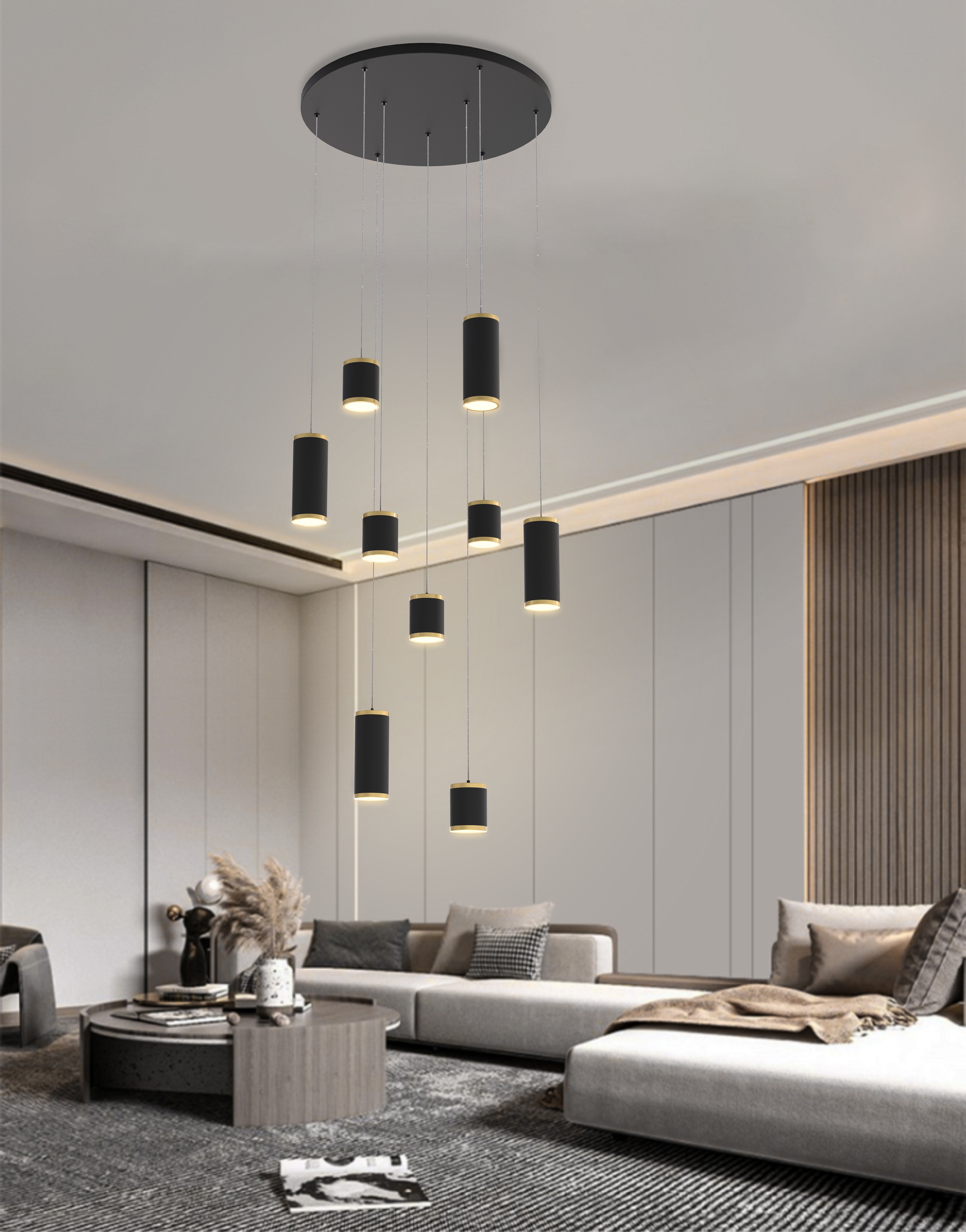 Aviano Toulouse lampa wisząca 9x6,3 W czarna 5003-904