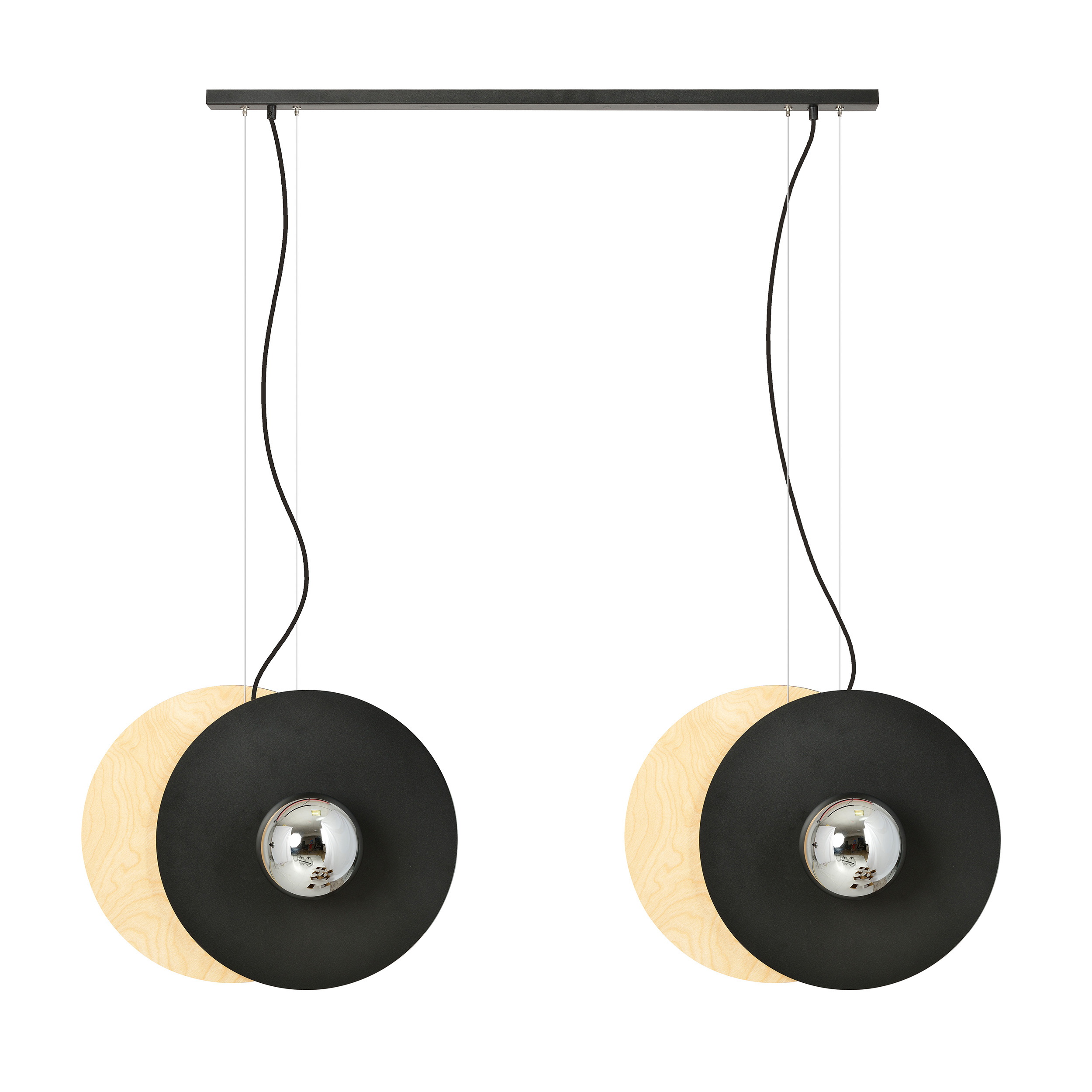 Emibig Soho lampa wisząca 4x10 W czarna-drewno 1302/4