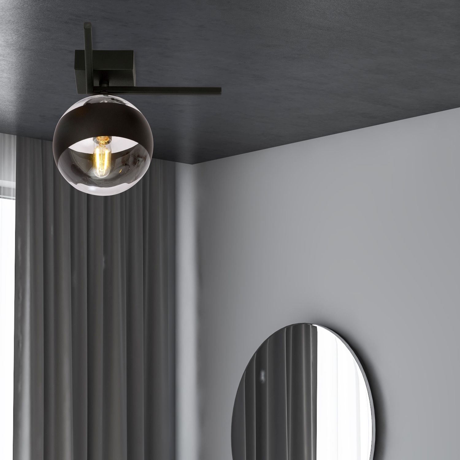 Emibig Imago Stripe lampa podsufitowa 1x10 W czarna-przezroczysta 1132/1G
