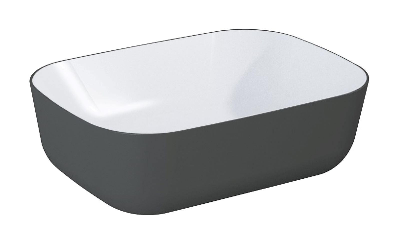 Elita Reni umywalka 45,5x32,5 cm prostokątna nablatowa biały połysk/antracyt mat RE040460896130