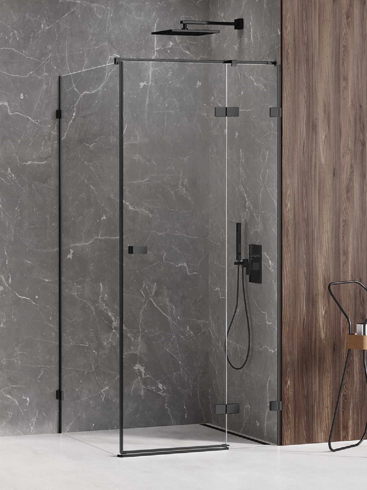 New Trendy Avexa Black kabina prysznicowa 80x80 cm kwadratowa prawa czarny mat/szkło przezroczyste EXK-1563