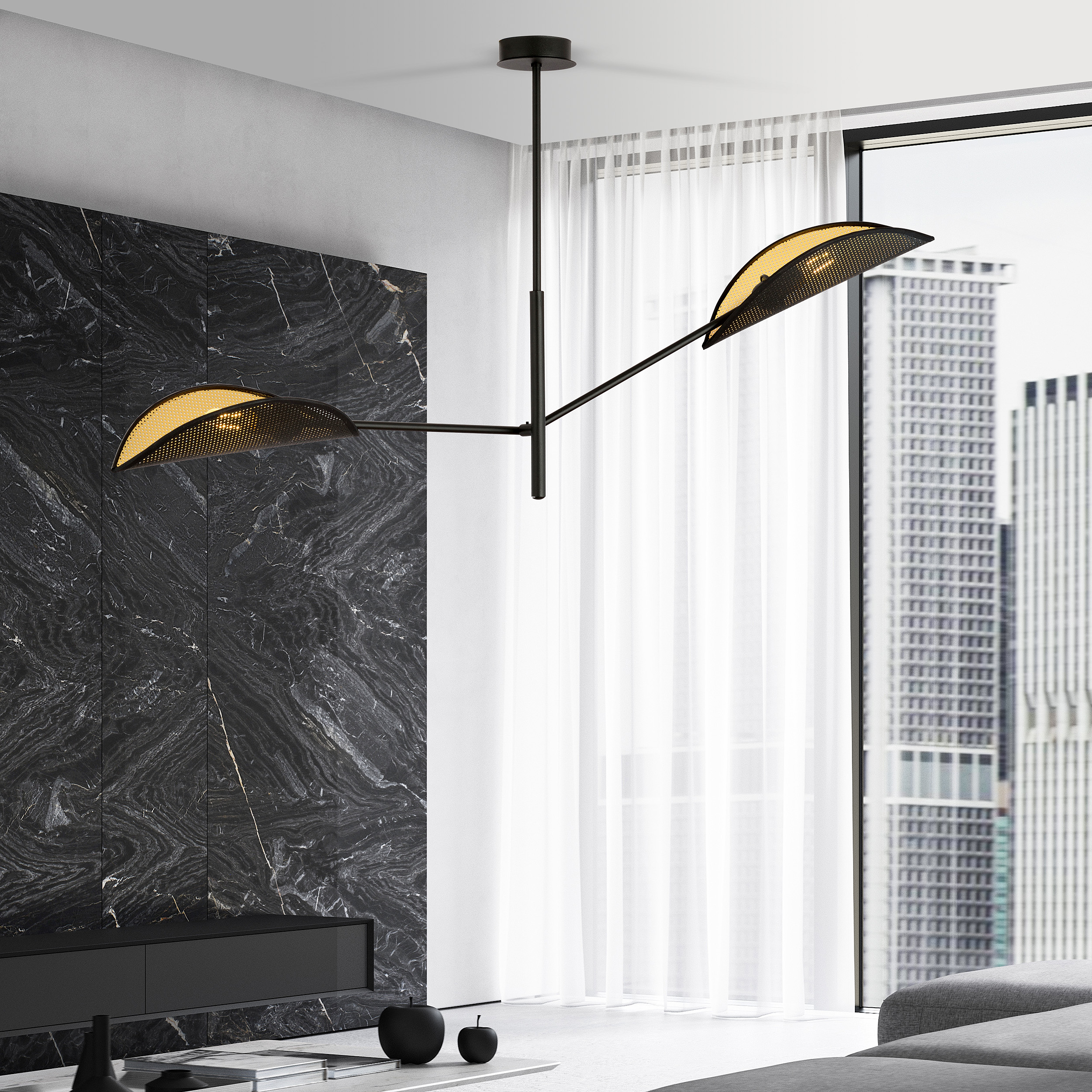 Emibig Vene lampa podsufitowa 2x10 W czarna-złota 1158/2