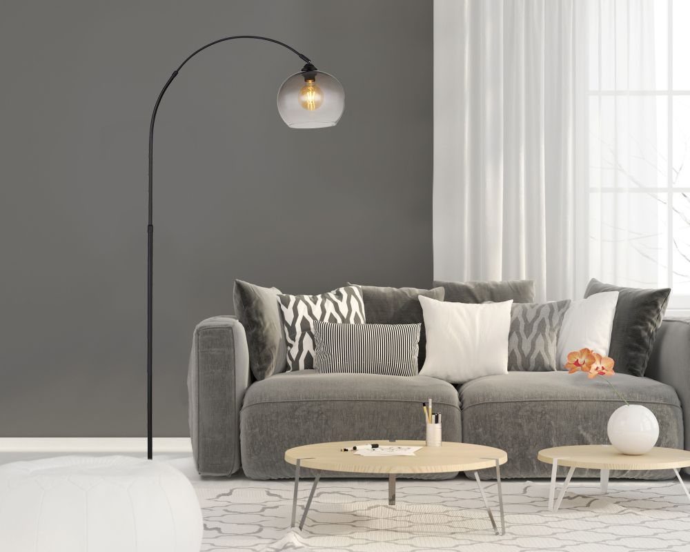 Globo Lighting Newcastle lampa stojąca 1x60W czarny mat/przydymiony 58227BS - Wysyłka w 24h