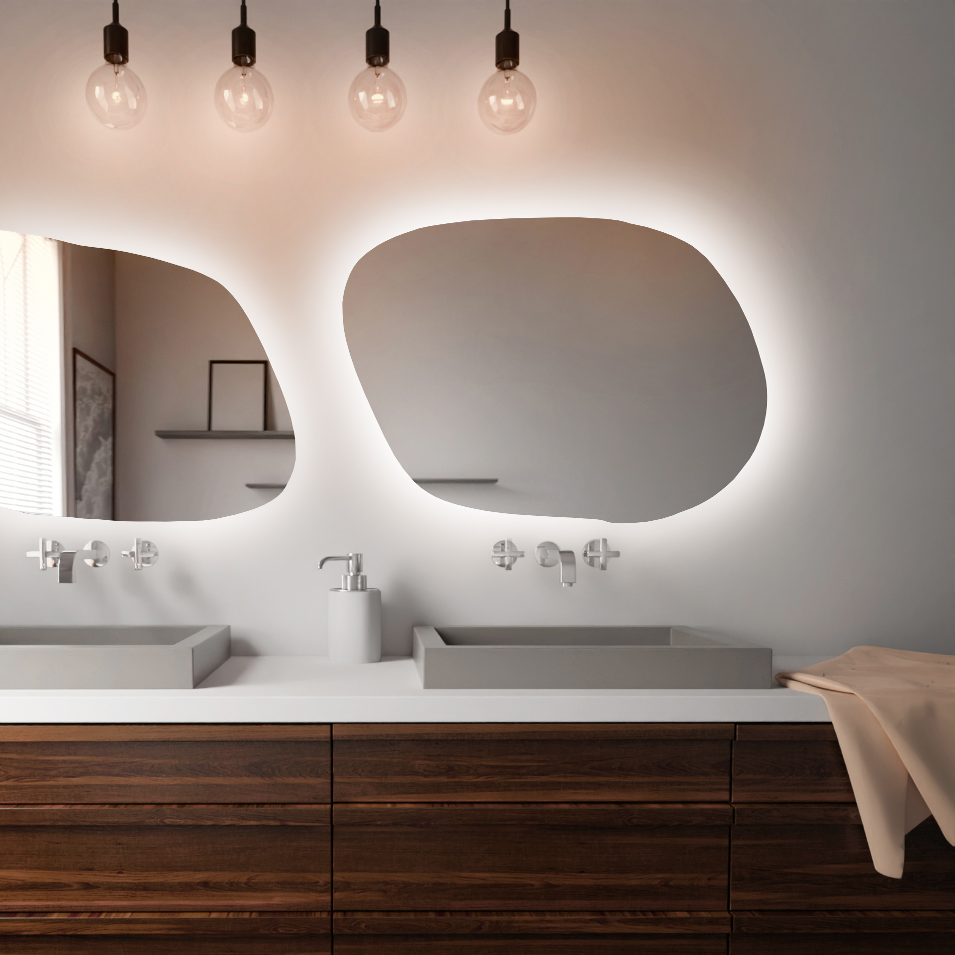 Baltica Design Bright Stain IV lustro 80x57 cm barwa światła neutralna z matą grzewczą