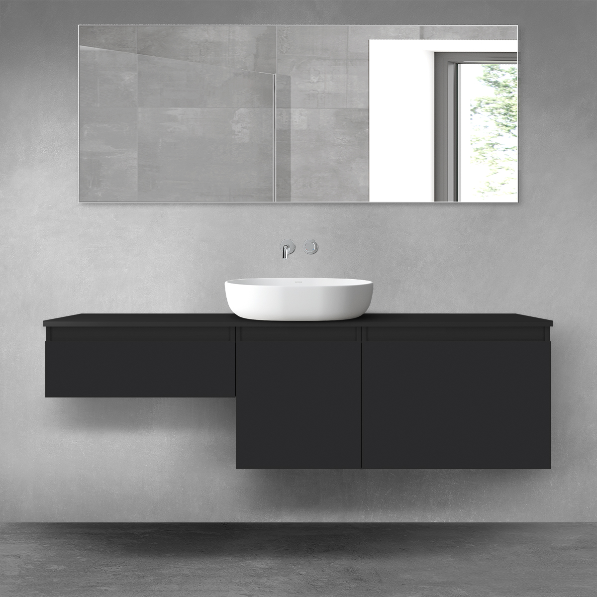 Oltens Vernal zestaw mebli łazienkowych 160 cm z blatem czarny mat 68473300 - Wysyłka w 24h