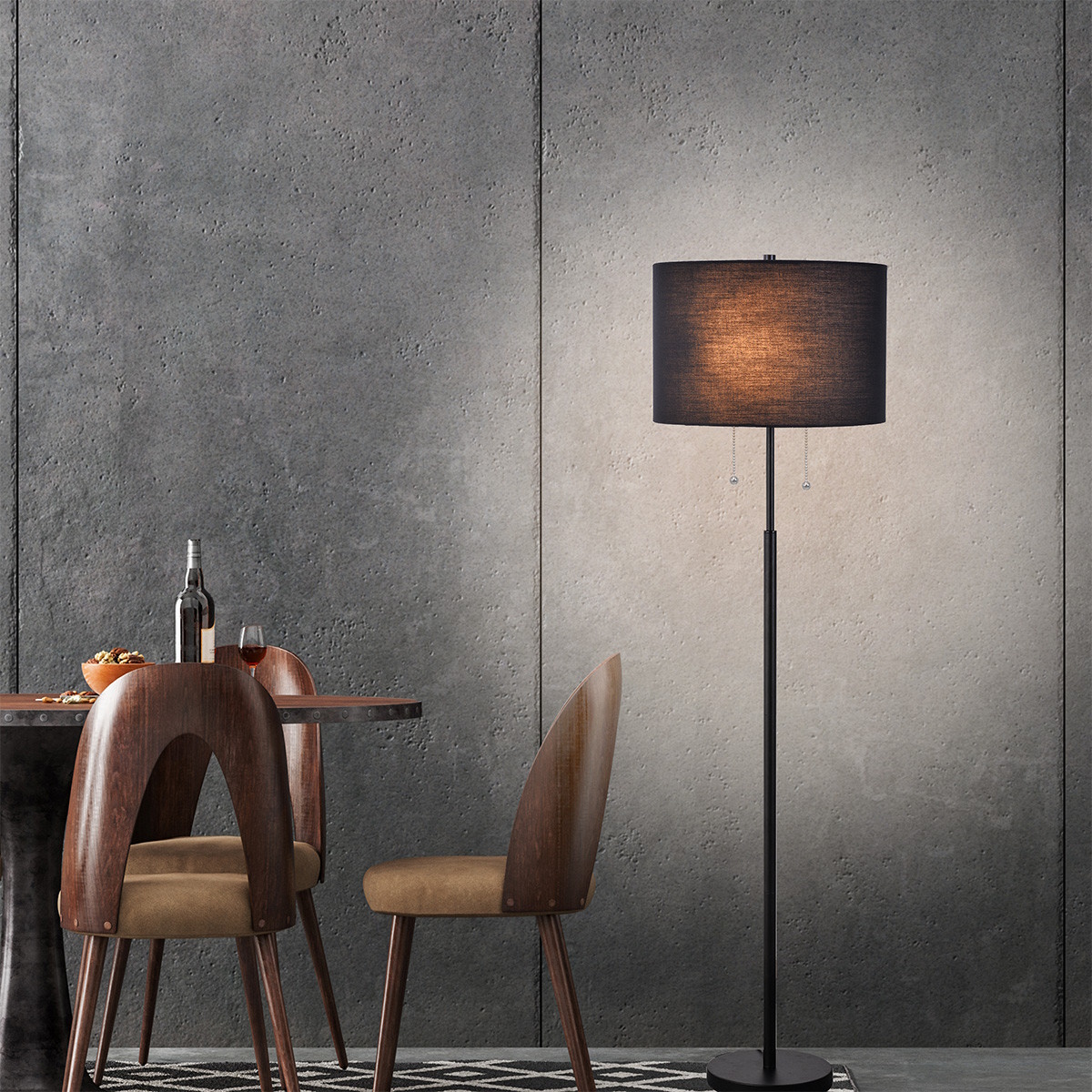 Light Prestige Fogo lampa stojąca 2x15 W czarna LP03042FBK