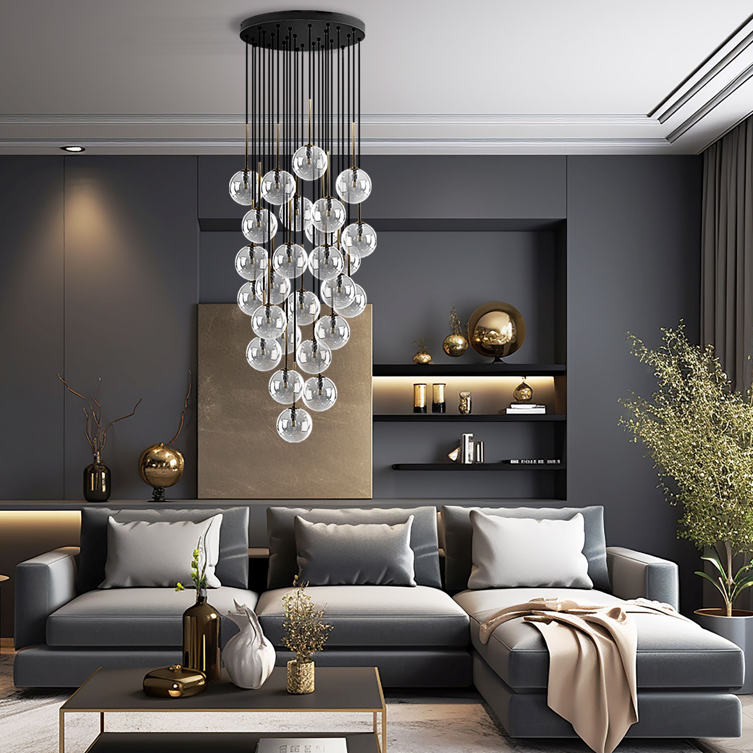 TK Lighting Nilos lampa wisząca 26 x W czarna-złota 10099