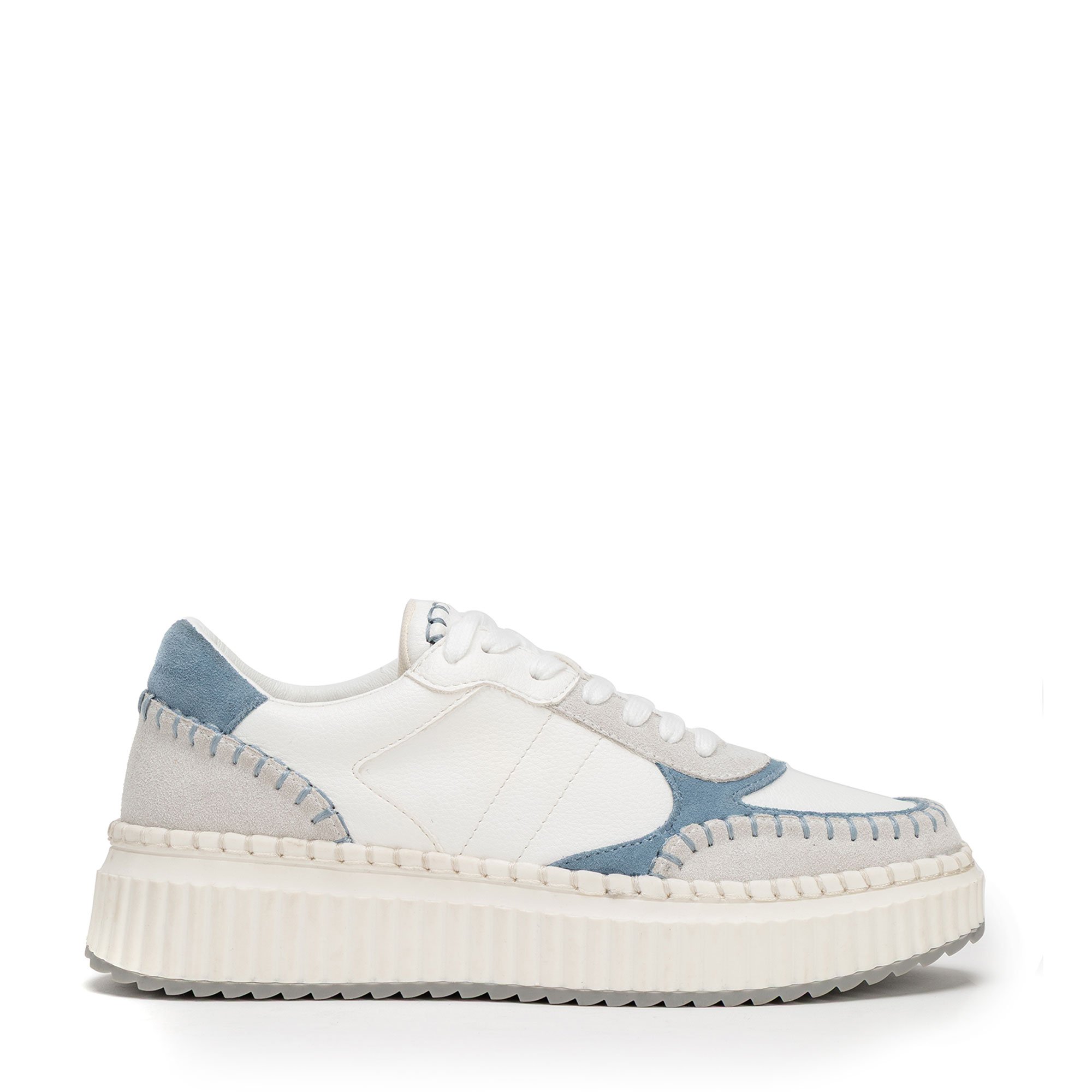 Damskie sneakersy z ekoskóry i skóry zamszowej niebieskie