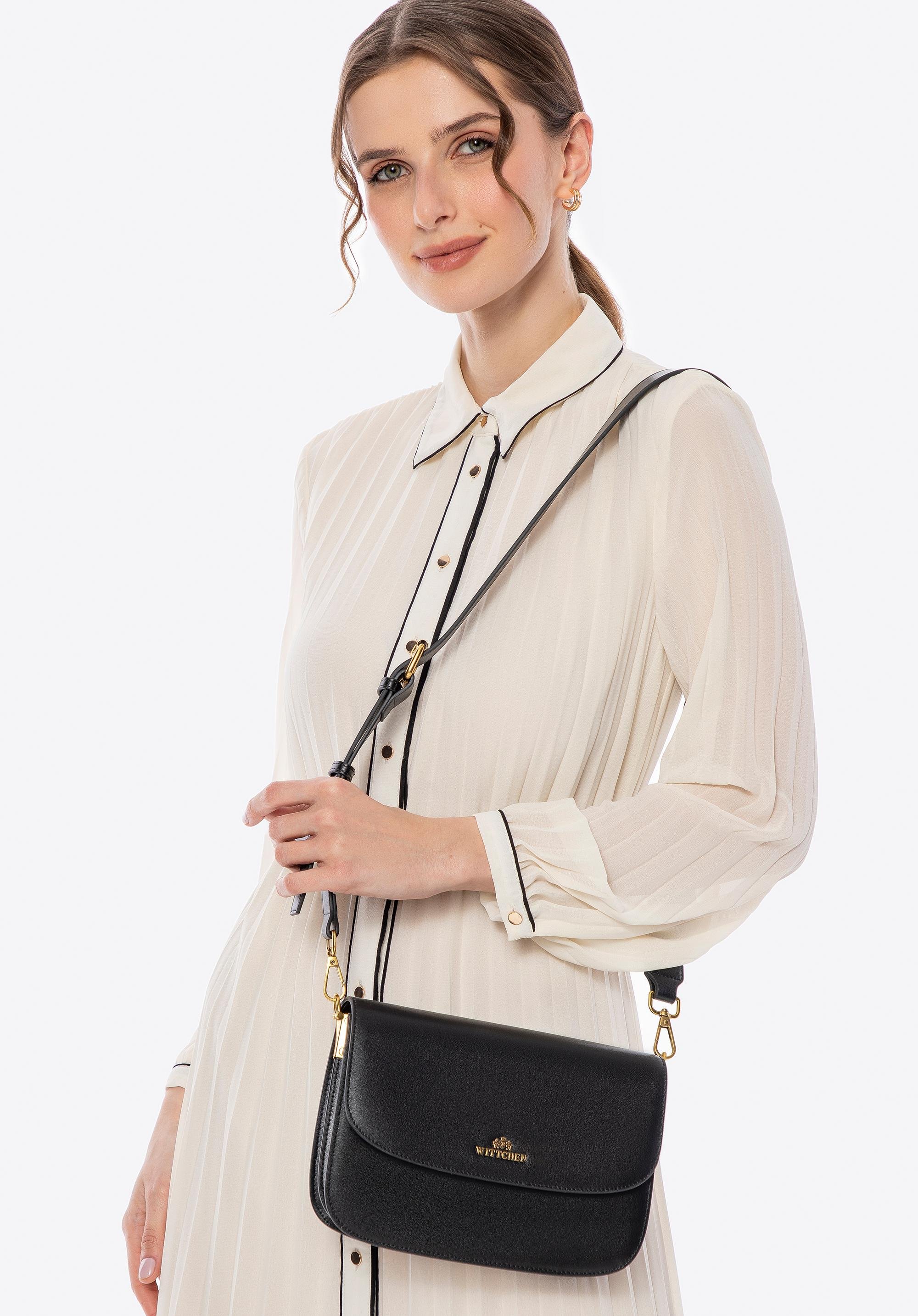 Damska crossbody ze skóry naturalnej czarna