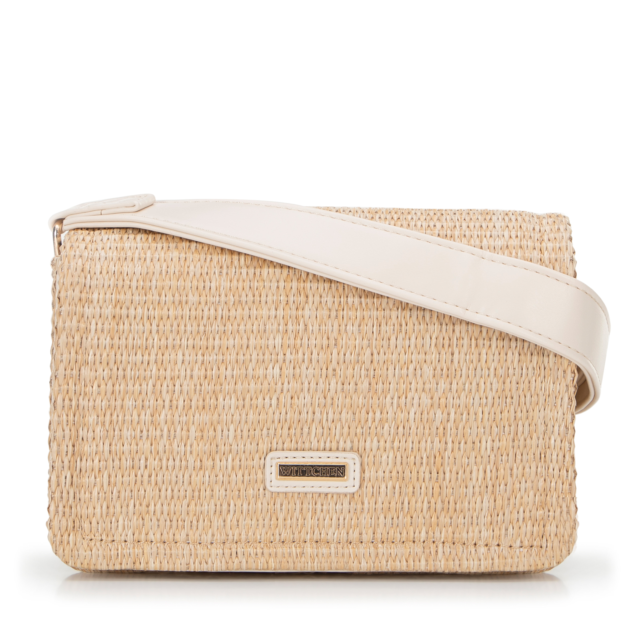 Damska crossbody z plecionki beżowo - kremowa