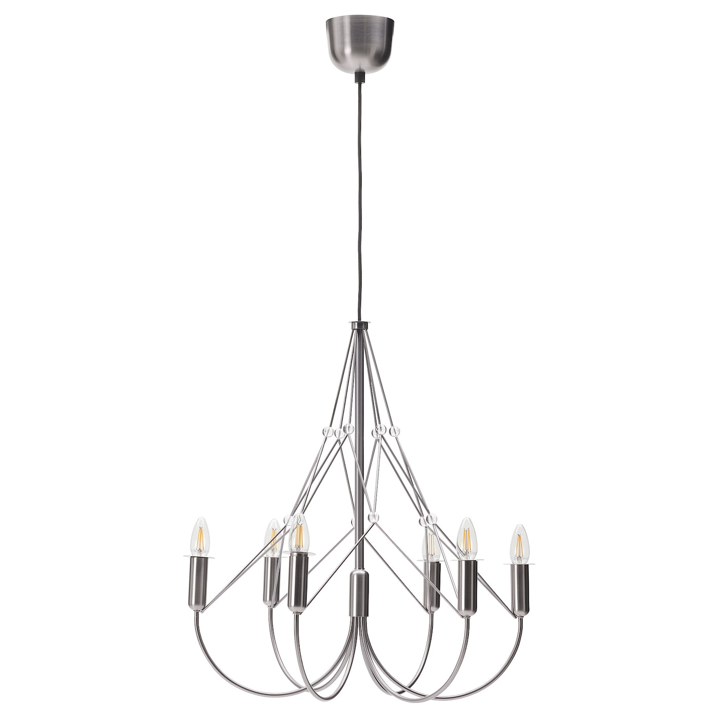 IKEA HÅRMÖJA kandelabr 6 ramion, szczotkowana stal nierdzewna, 62 cm
