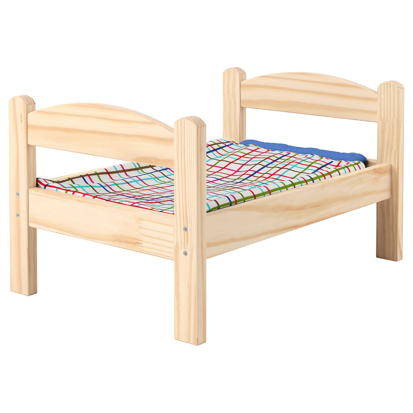IKEA DUKTIG łóżeczko dla lalek, sosna/wielobarwny, Długość: 52 cm