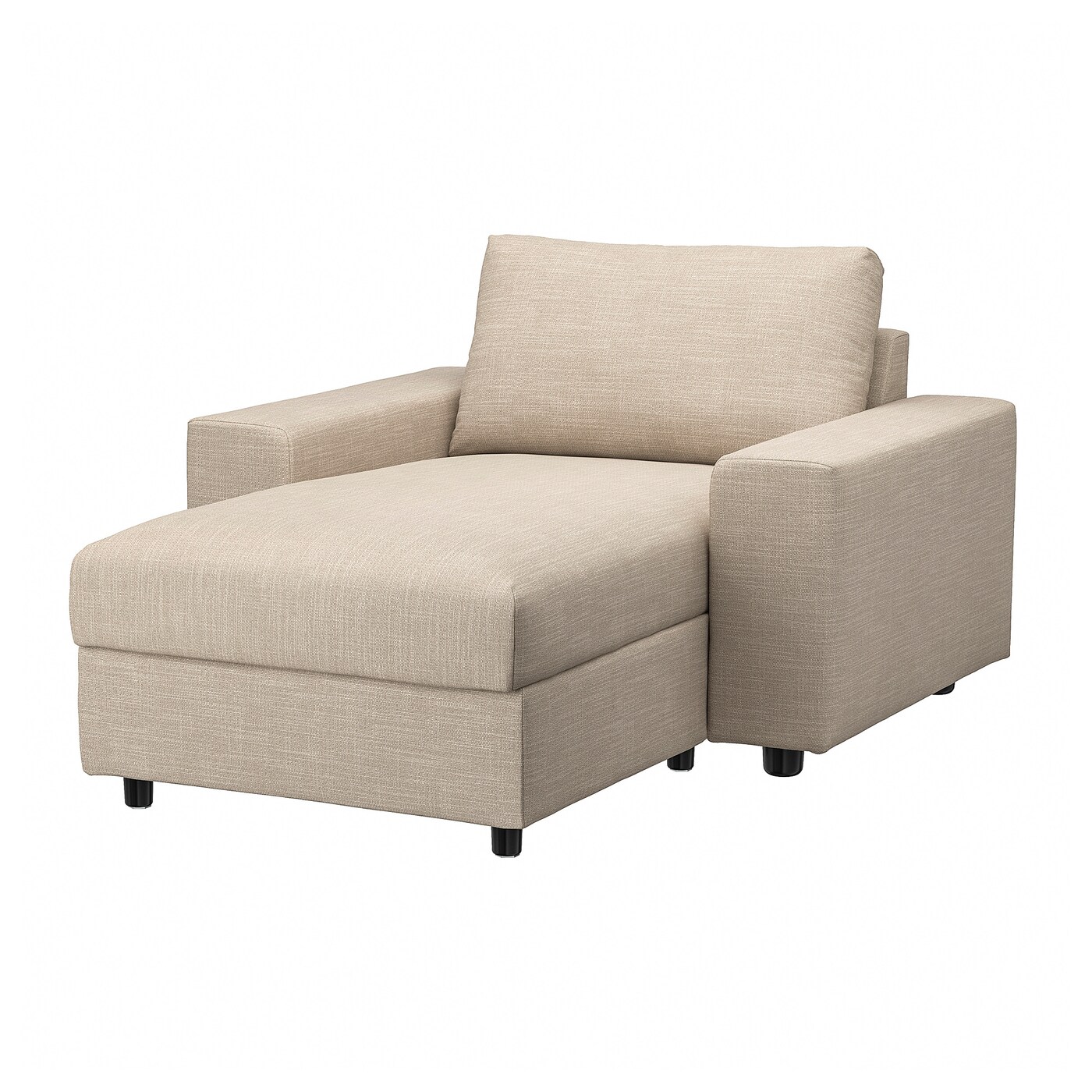 IKEA VIMLE szezlong, z szerokimi podłokietnikami/Hillared beżowy, Wysokość z poduchami oparcia: 83 cm