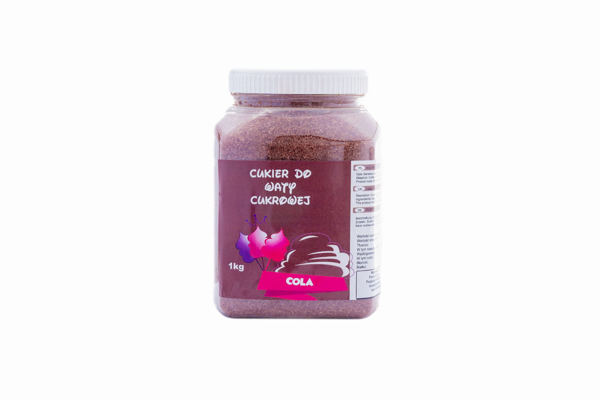 Kolorowy, smakowy cukier COLA słoik 1kg