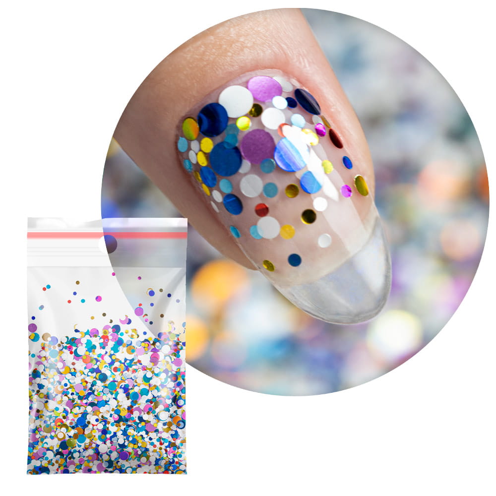 Kolorowa ozdoba do paznokci Pop-Up! Piegi Confetti Dropsy Kropki Kółeczka Princess Nails Nr 9 20g
