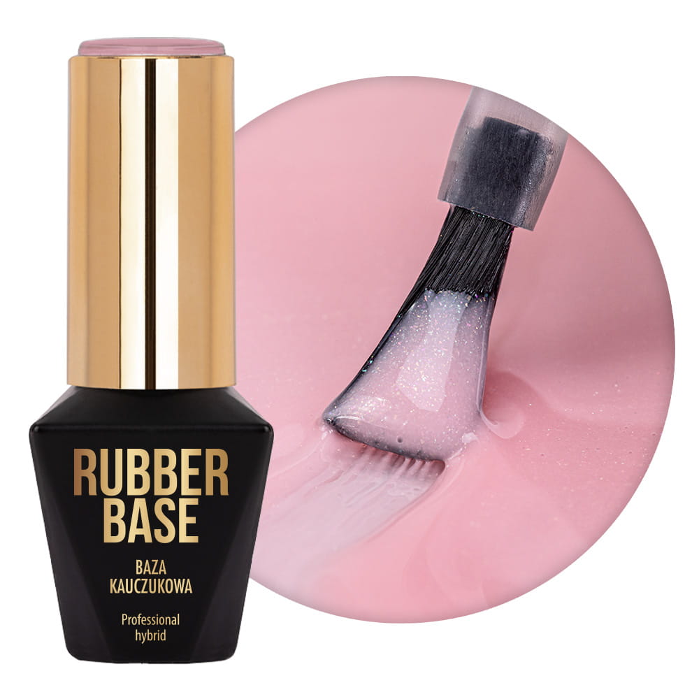 Baza kauczukowa do lakierów hybrydowych Rubber Base MollyLac Sparkling Mousse 10 g