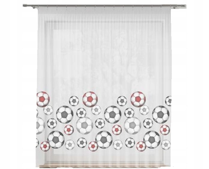 Firana woalowa z taśmą Piłki 157x450
