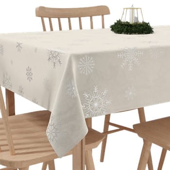 ŚNIEŻKI Obrus VELVET 110x160 offwhite - Wodoodporny, idealny na święta!