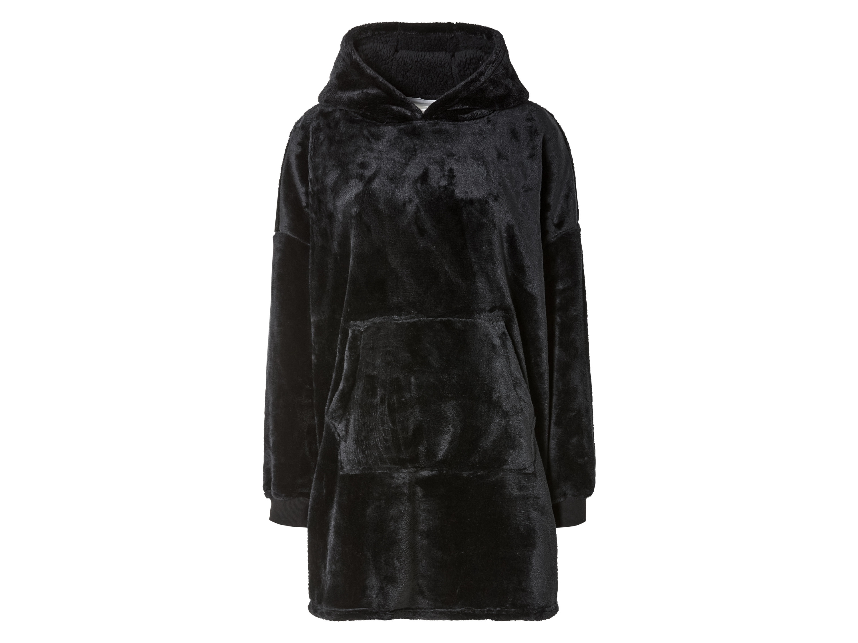 Bluza z kapturem oversize z pluszu S/M, Czarny