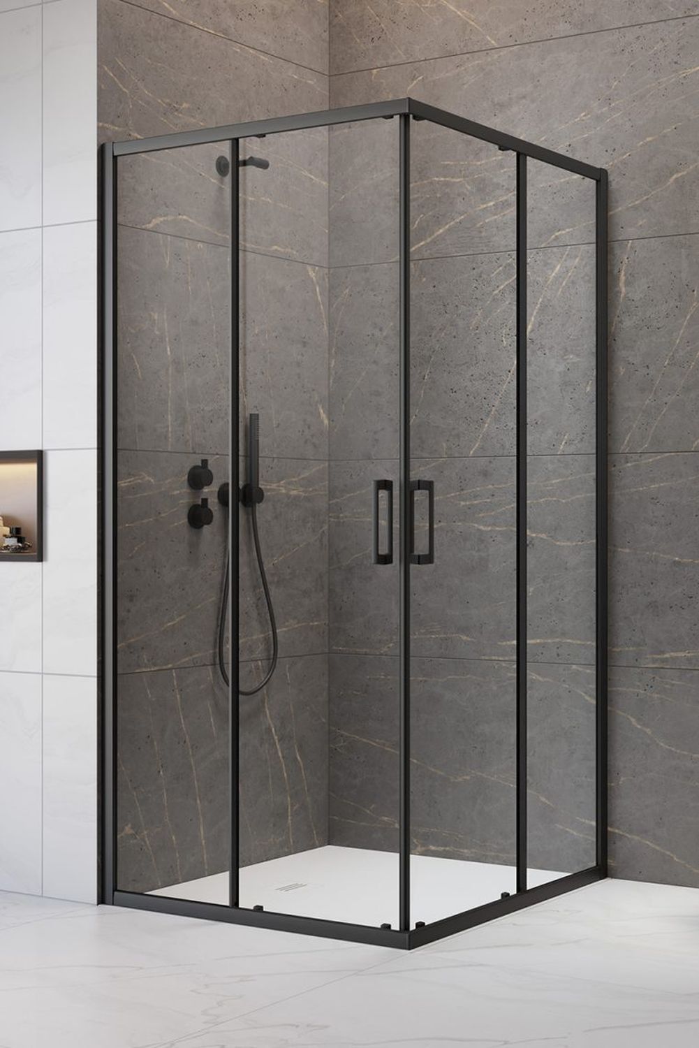Darmowa Dostawa - Drzwi prysznicowe 90 cm rozsuwane czarny mat/szkło przezroczyste Radaway Premium Pro Black KDD 10170905401R