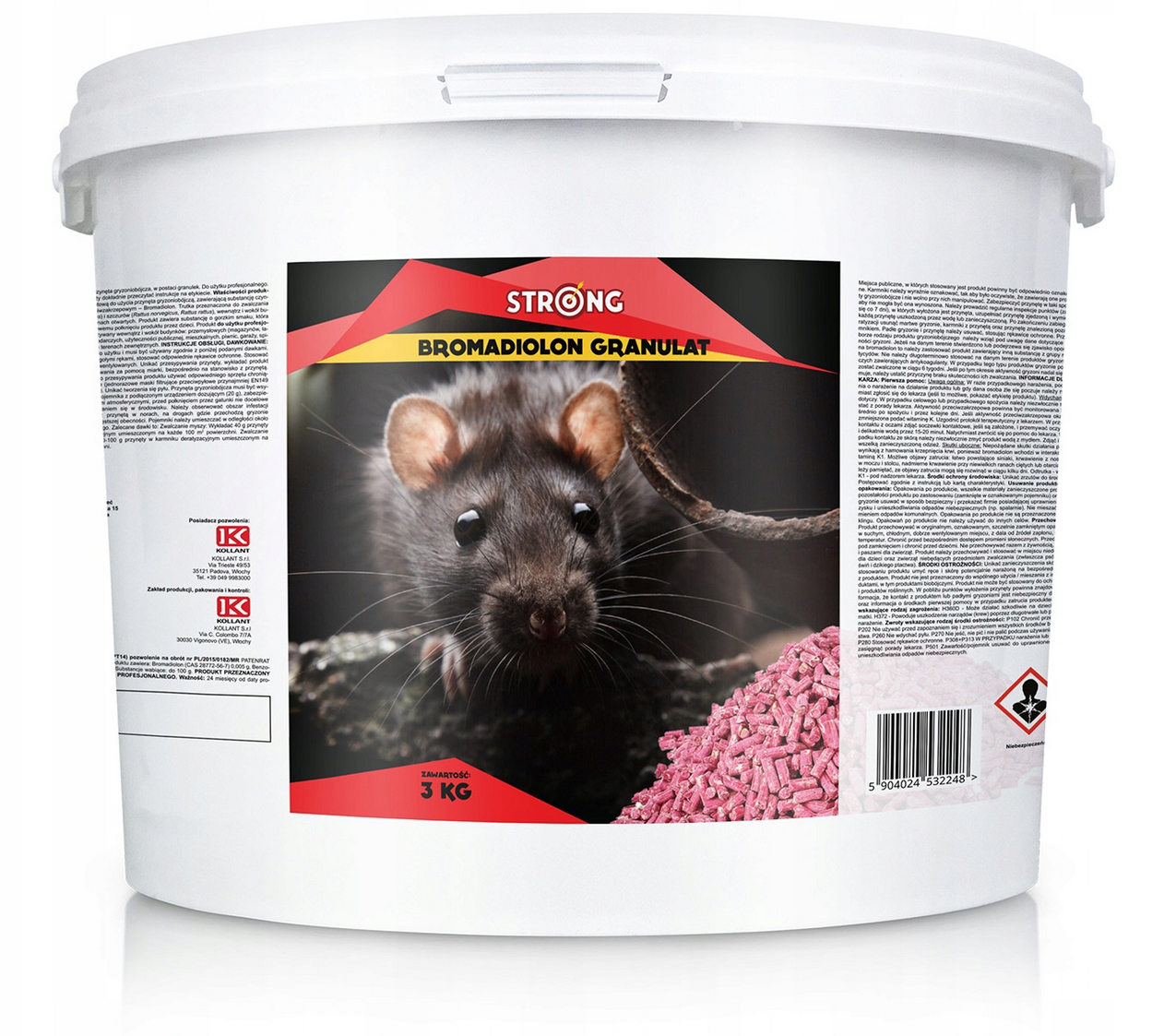 STRONG GRANULAT MOCNA WABIĄCA TRUTKA NA MYSZY SZCZURY BROMADIOLON 3KG - Petrostar