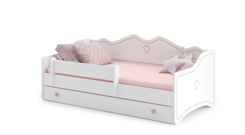 Łożko dziecięce Kobi EMMA z szufladą i barierką 160x80 różowy 1 szt.