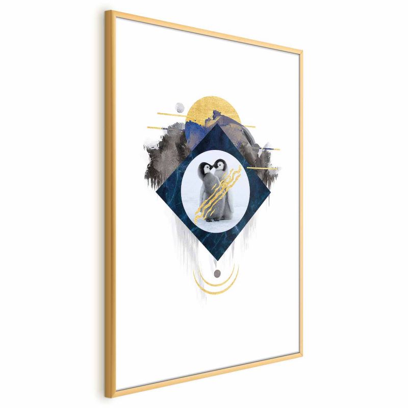 Plakat Artgeist Para pingwinów 60x90 cm z ramą złotą 1 szt