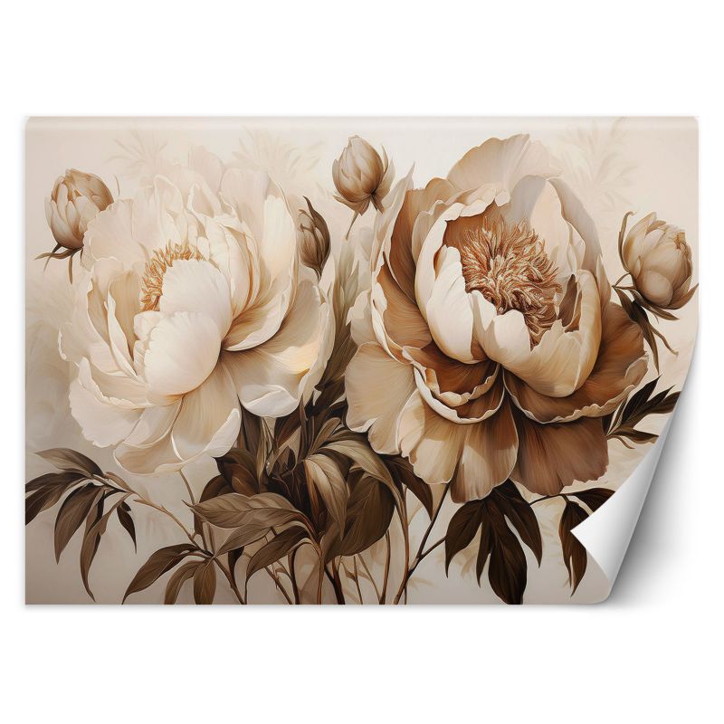 Fototapeta Feeby Piwonie Peonie Kwiaty w Beżu 100x70 1 szt