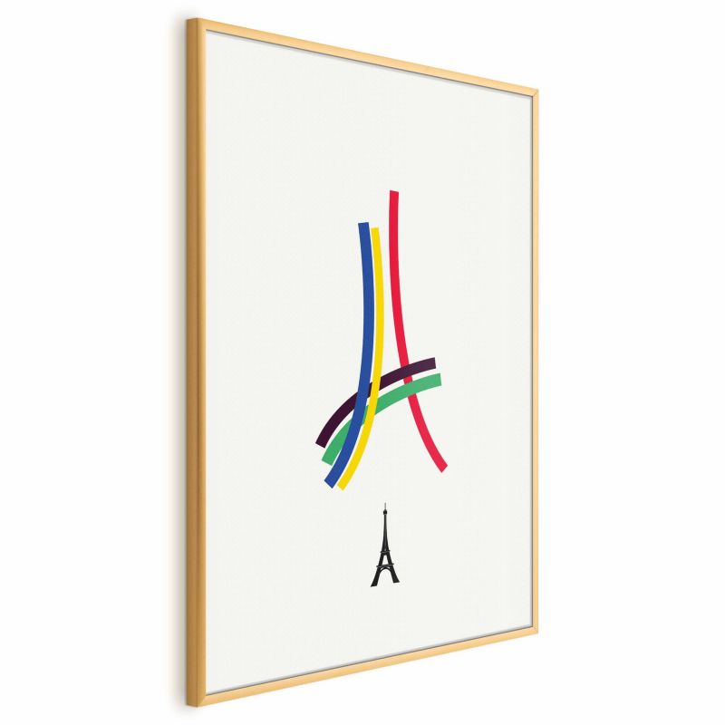 Plakat Artgeist Abstrakcyjna Wieża Eiffla 40x60 cm z ramą złotą 1 szt
