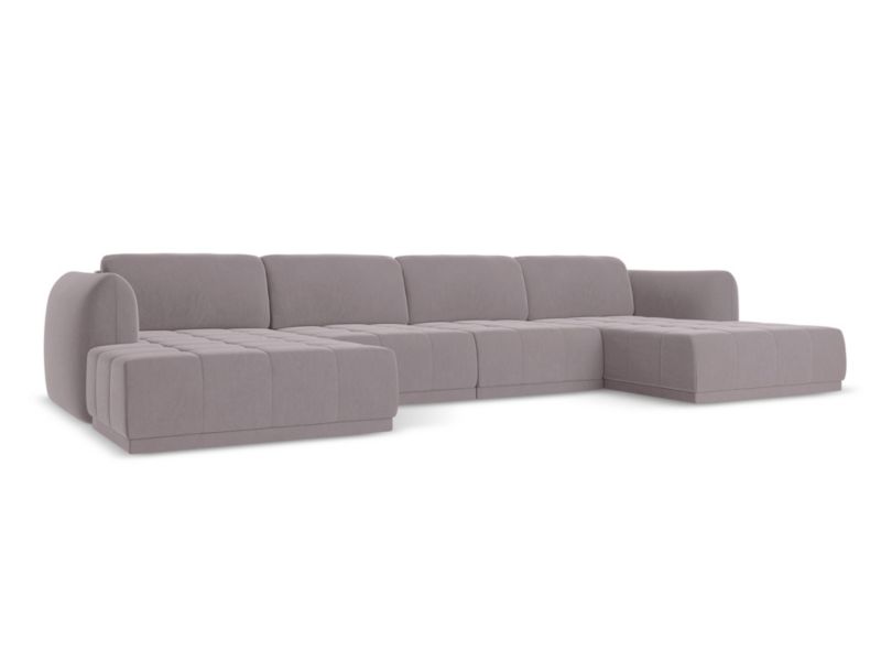 Sofa panoramiczna Makamii Hoku z weluru 370x170 cm lawendowy 1 szt.