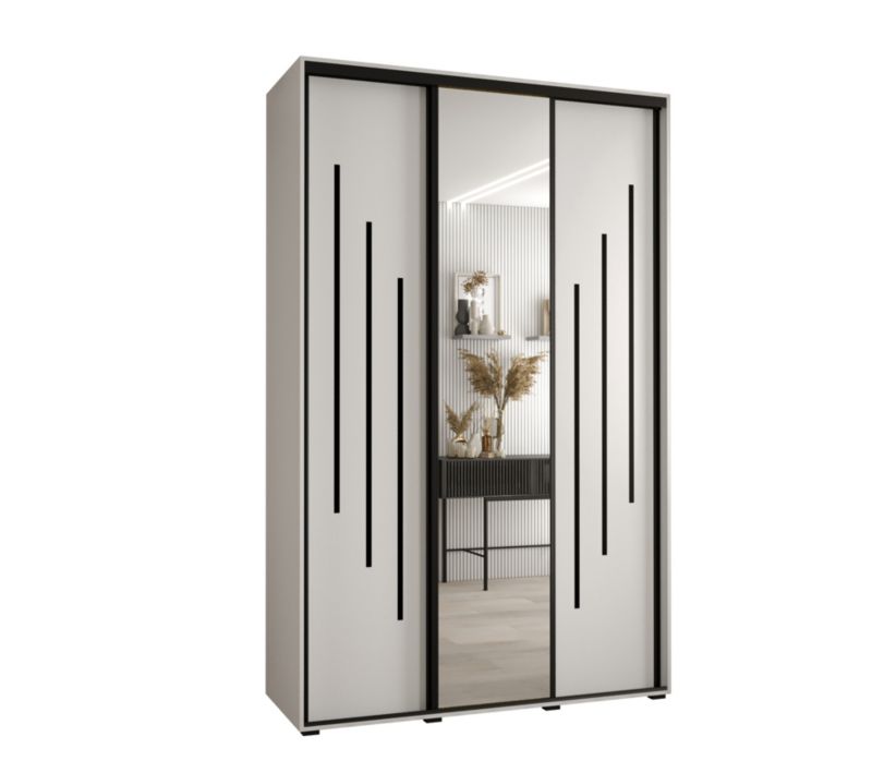 Szafa przesuwna Abiks DAVOS 9 wysoka szer.150cm gł.60cm biały/biały/czarny 1szt.