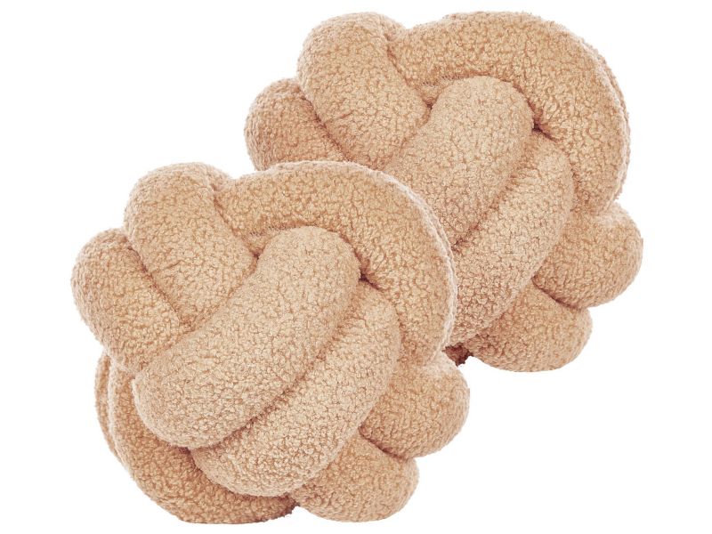 Zestaw 2 poduszek Jednolity Malni Boucle 19 x 19 cm Piaskowy 1 par.