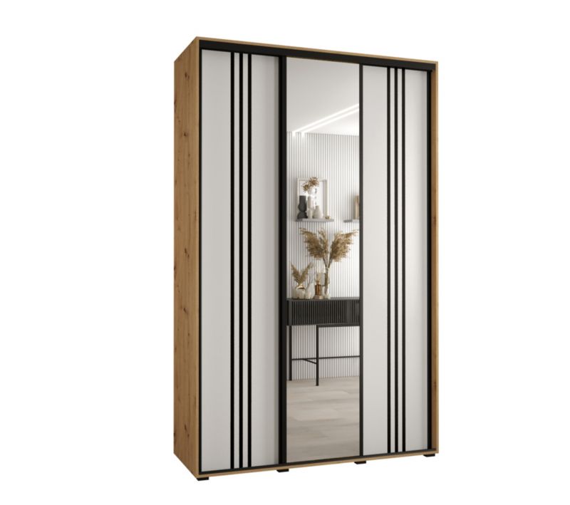 Szafa przesuwna Abiks DAVOS 7 wysoka szer.160cm gł.60cm artisan/biały/czarny 1szt.