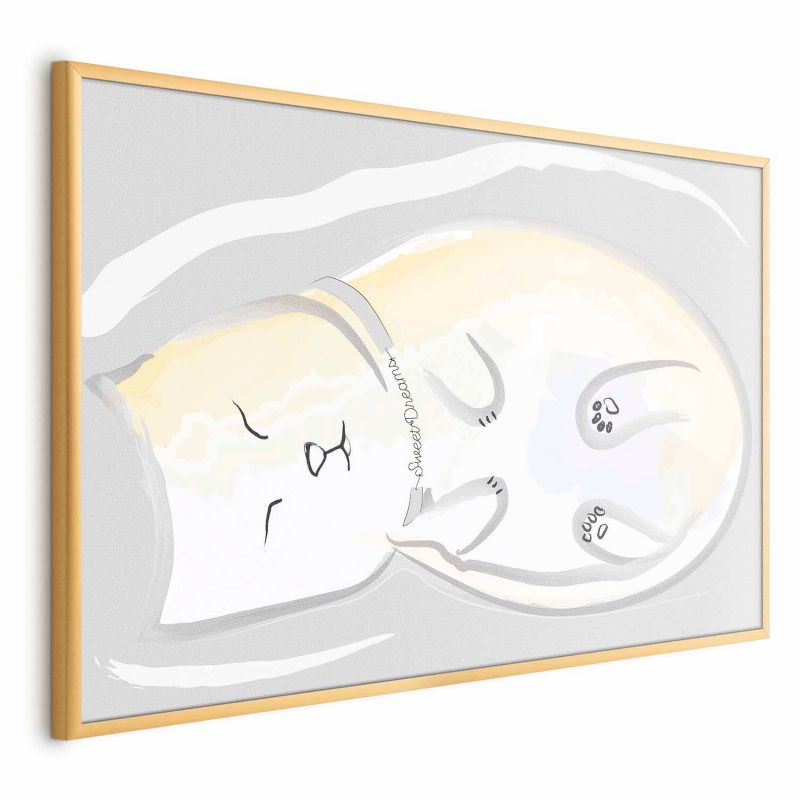 Plakat Artgeist Śpiący kotek 90x60 cm z ramą złotą 1 szt