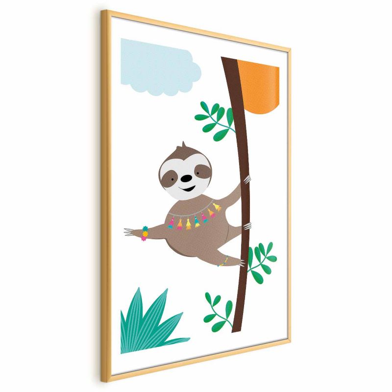 Plakat Artgeist Wesoły leniwiec 29,7x42 cm z ramą złotą 1 szt