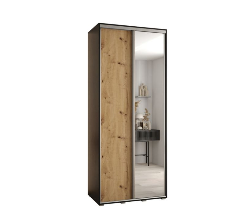 Szafa przesuwna Abiks DAVOS 3 wysoka szer.100cm gł.45cm czarny/artisan/srebrny 1szt.
